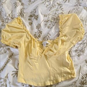 Topshop Light Yellow Puff Sleeve Top